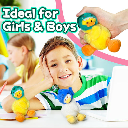 Cute Duck Stuffed Animals for Girls and Boys, Mini Yellow Duck Plush Toys Key Chain, Soft and Fun Dinosaur Style Duck Toy, Small Stuffed Animal fo...
